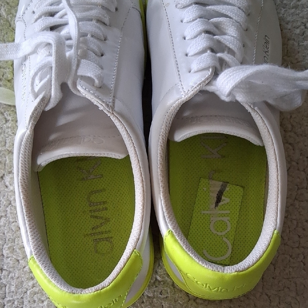 Calvin Klein White and Neon Green Sneakers - Picture 7 of 7